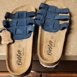 BioStep Women's Blue Leather Sandals